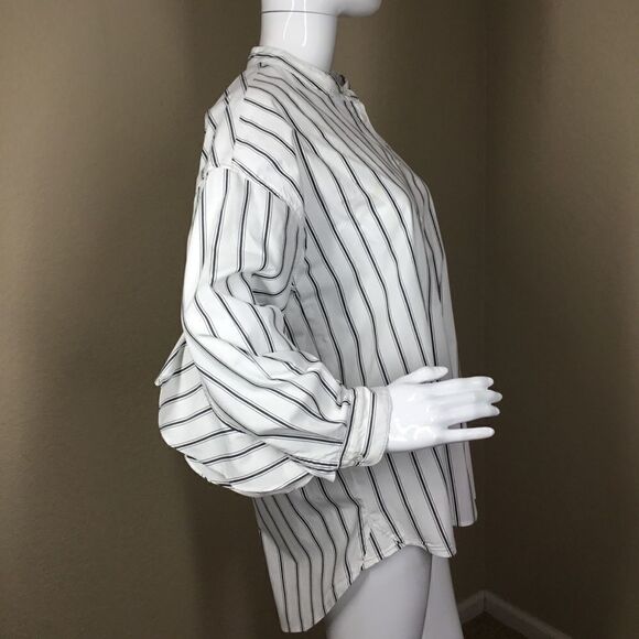 Joie Poin Ruffled Striped Button Down Shirt C3 - Picture 4 of 8